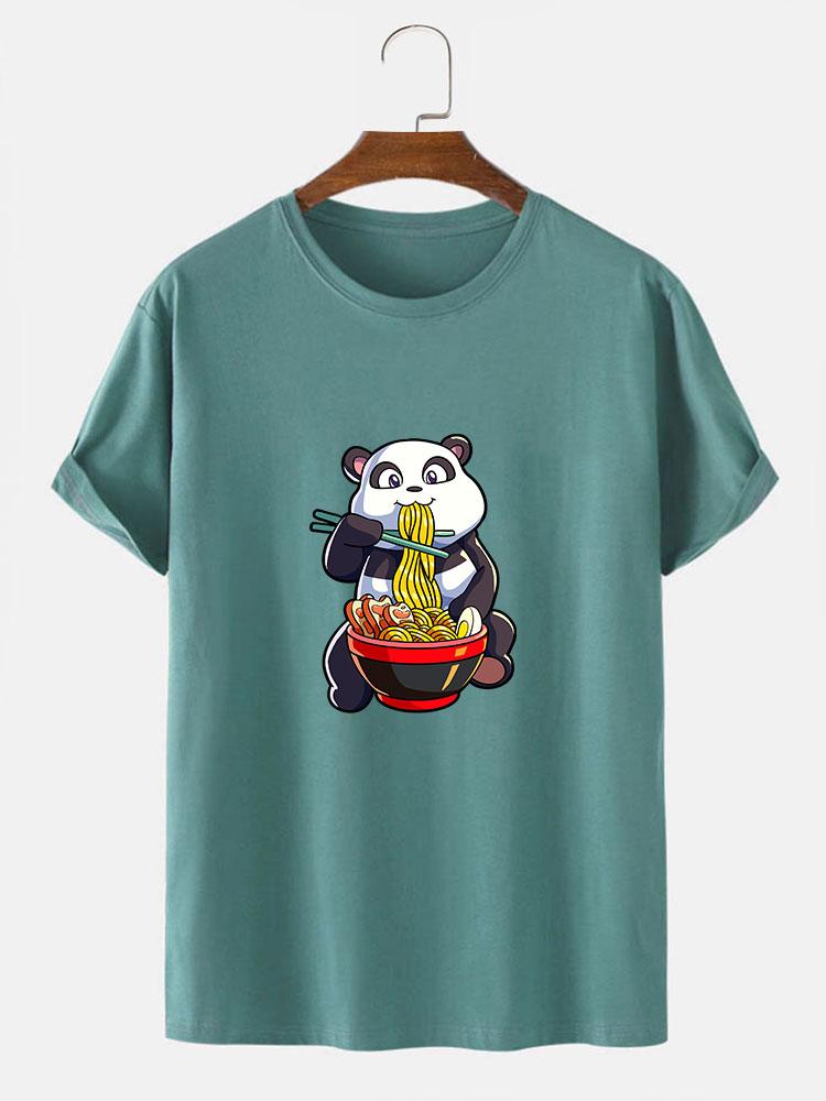 Panda Eating Ramen Print T-Shirt