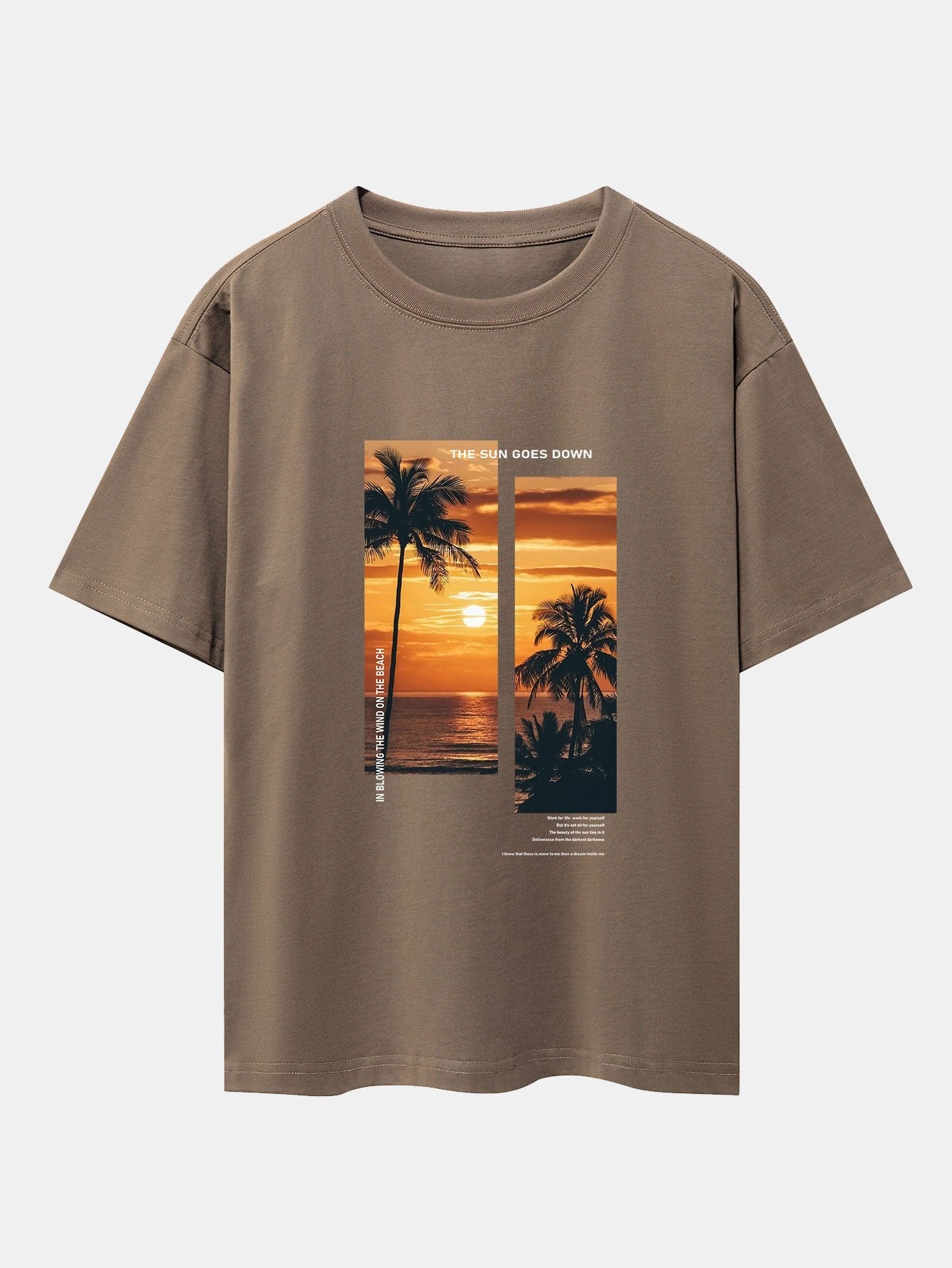 Palm Trees Beach Landscape Slogan Print Drop Shoulder Oversize T-Shirt