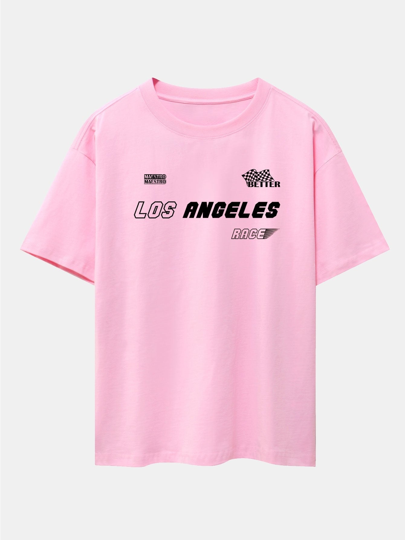 Los Angeles Slogan Print Drop Shoulder Oversize T-Shirt