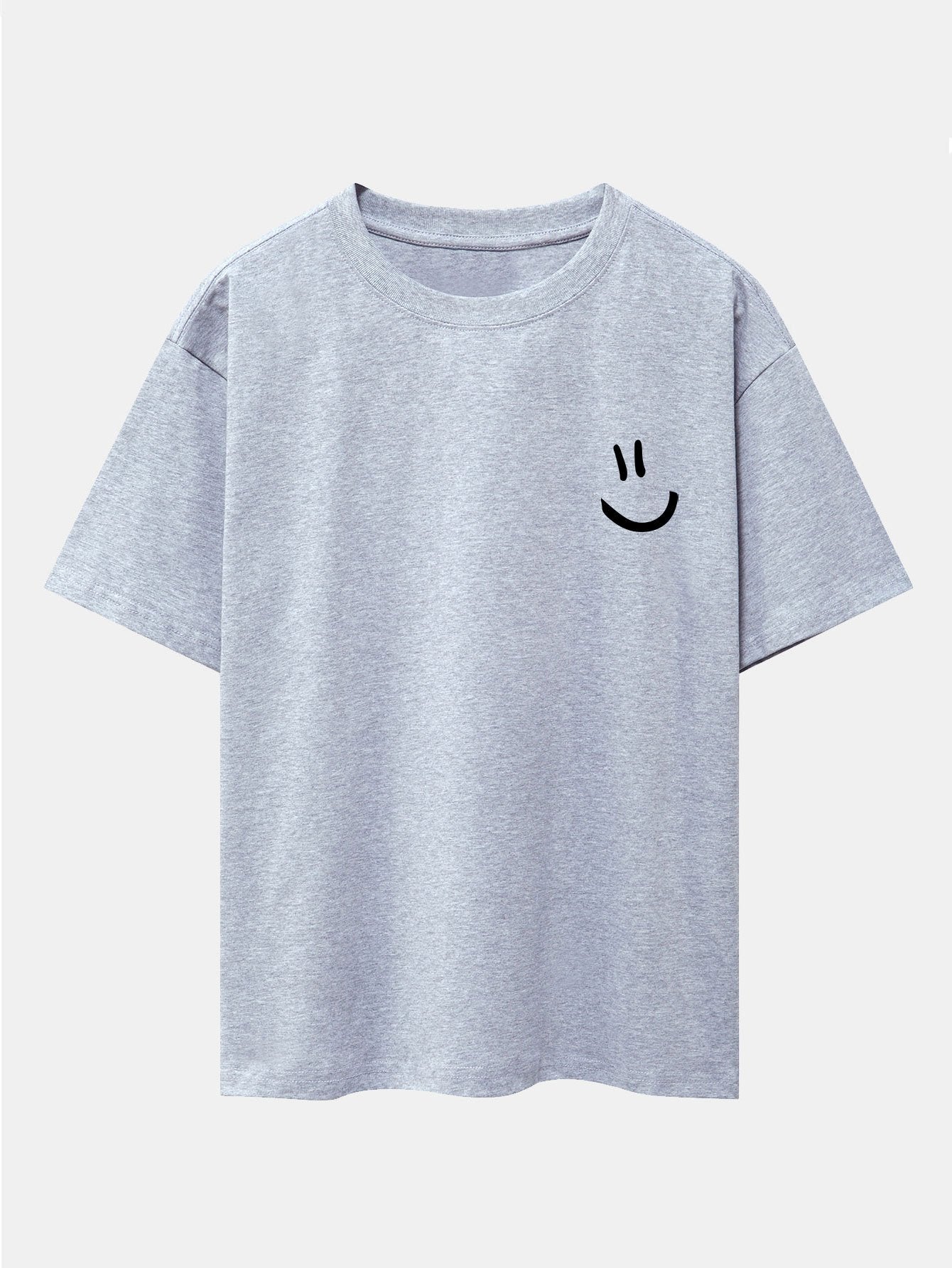 Smiley Face Print Drop Shoulder Oversize T-Shirt