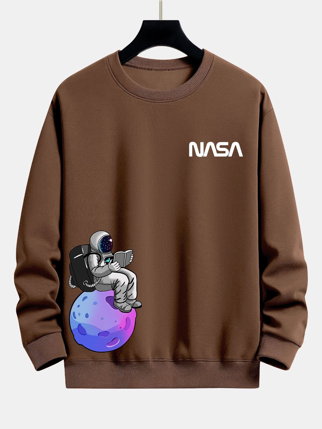 NASA Astronaut Reading Book Print Relax Fit Sweatshirt