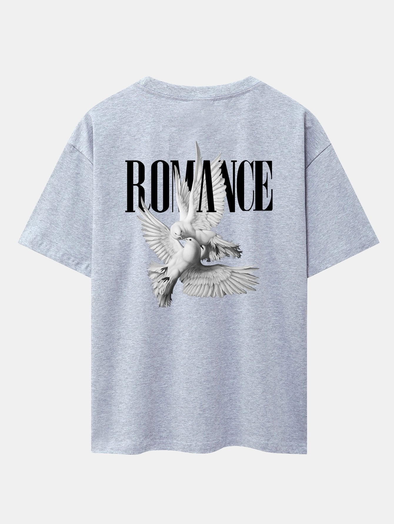 Romance Pigeon Slogan Back Print Drop Shoulder Oversize T-Shirt