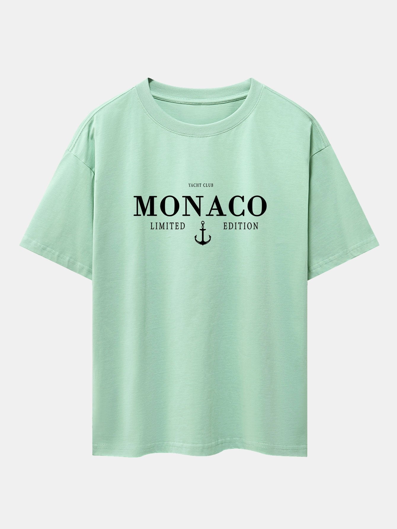 Monaco Slogan Print Drop Shoulder Oversize T-Shirt