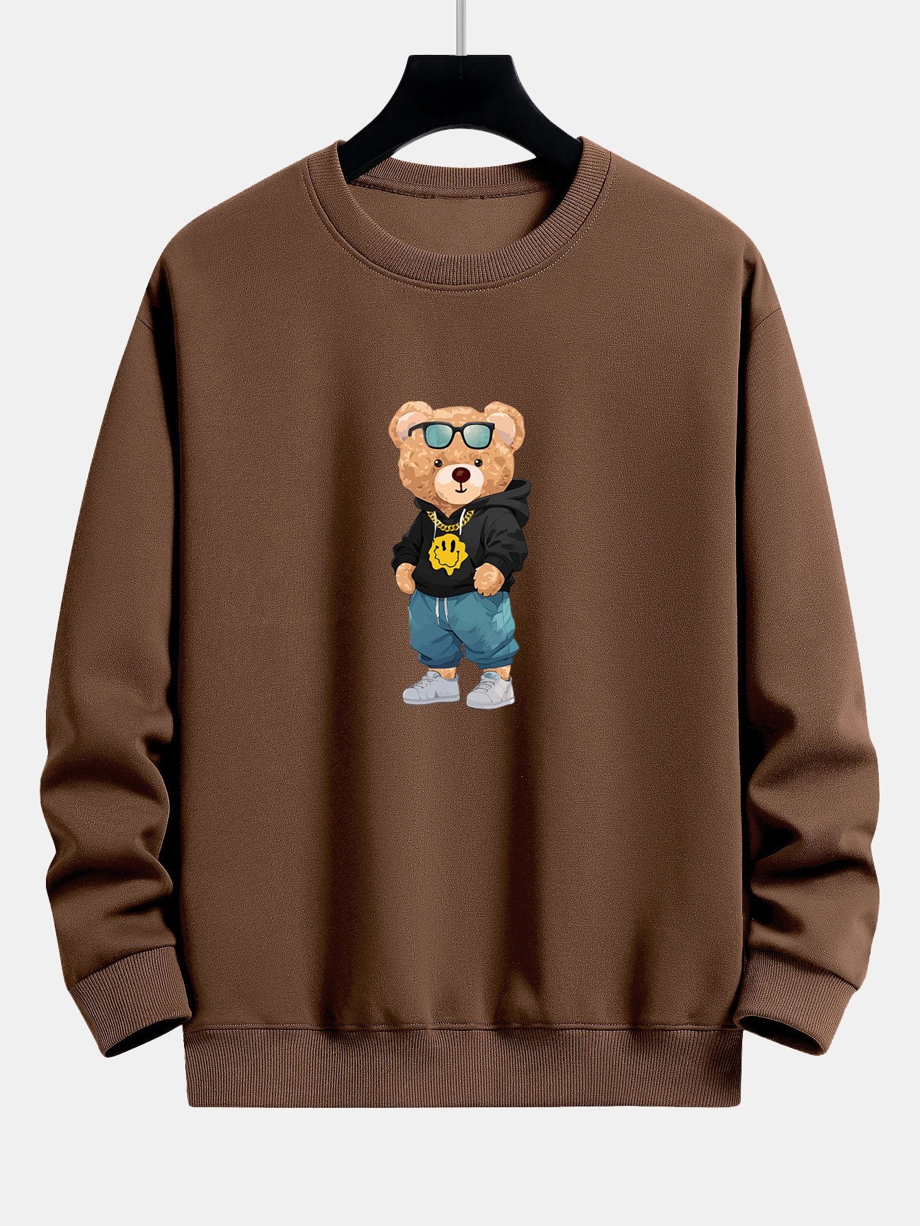 Sweat-shirt coupe décontractée à imprimé ours Hip Hop