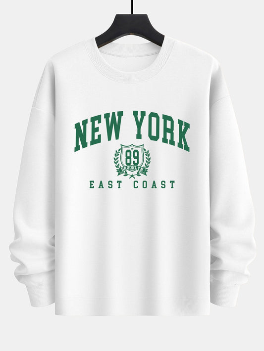 Sweat-shirt coupe décontractée à imprimé universitaire New York