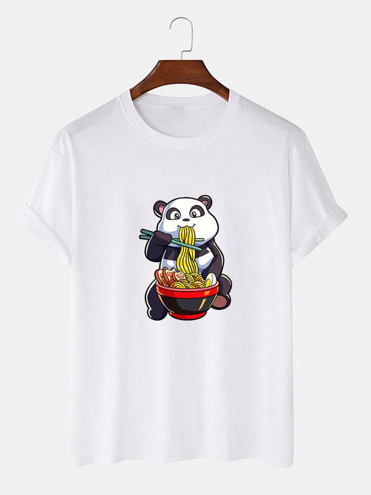 Panda Eating Ramen Print T-Shirt