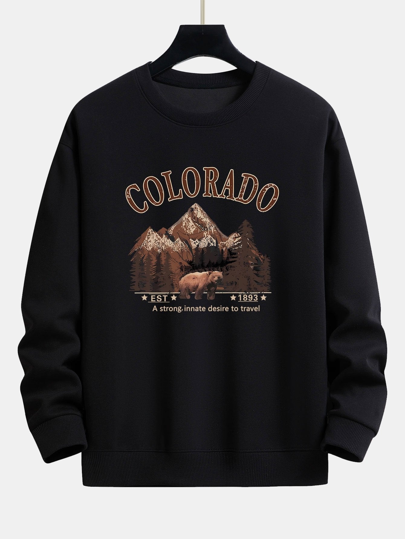 Sweat-shirt coupe décontractée à imprimé ours du Colorado