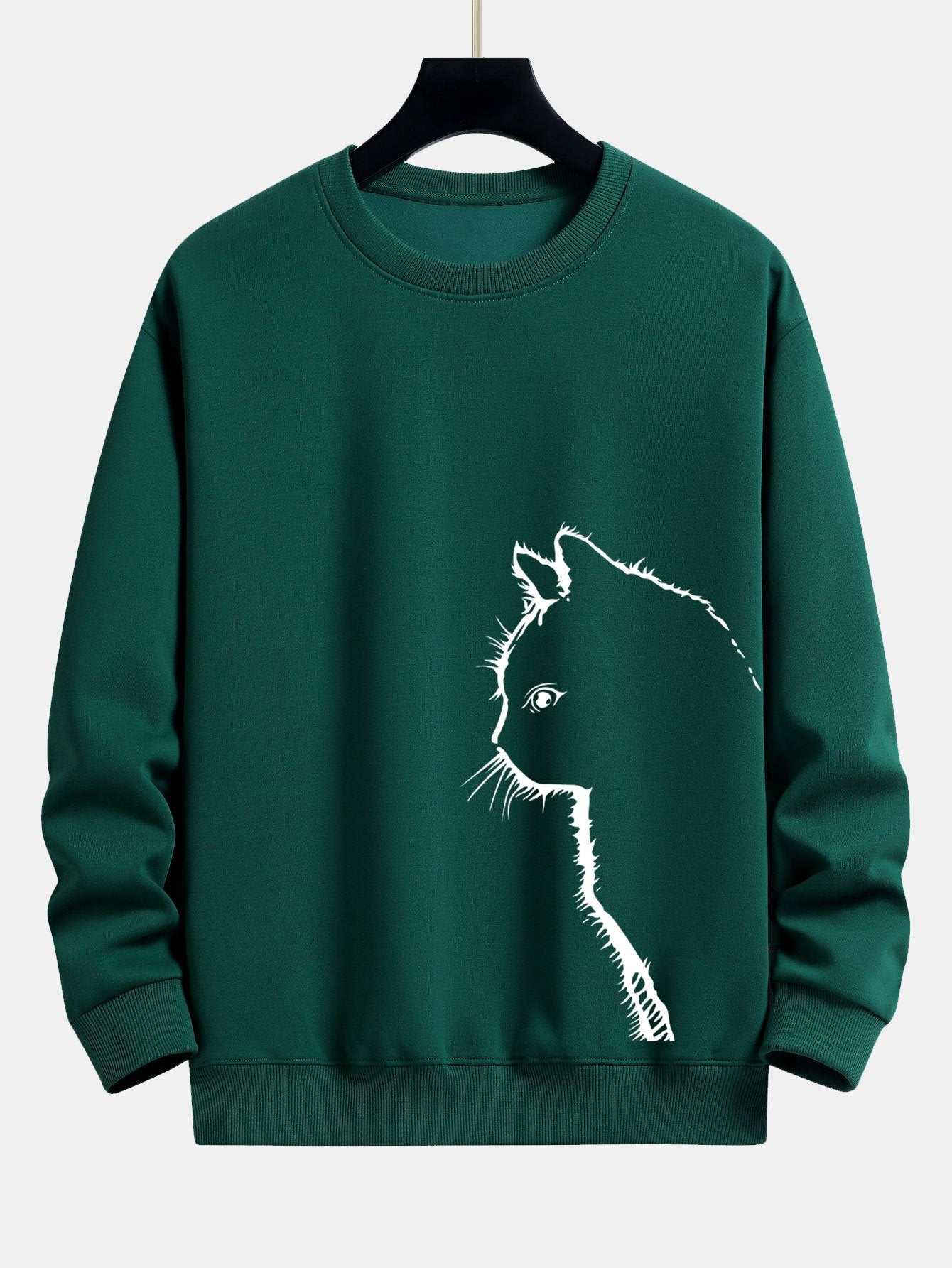 Sweat-shirt coupe décontractée à imprimé silhouette de chat