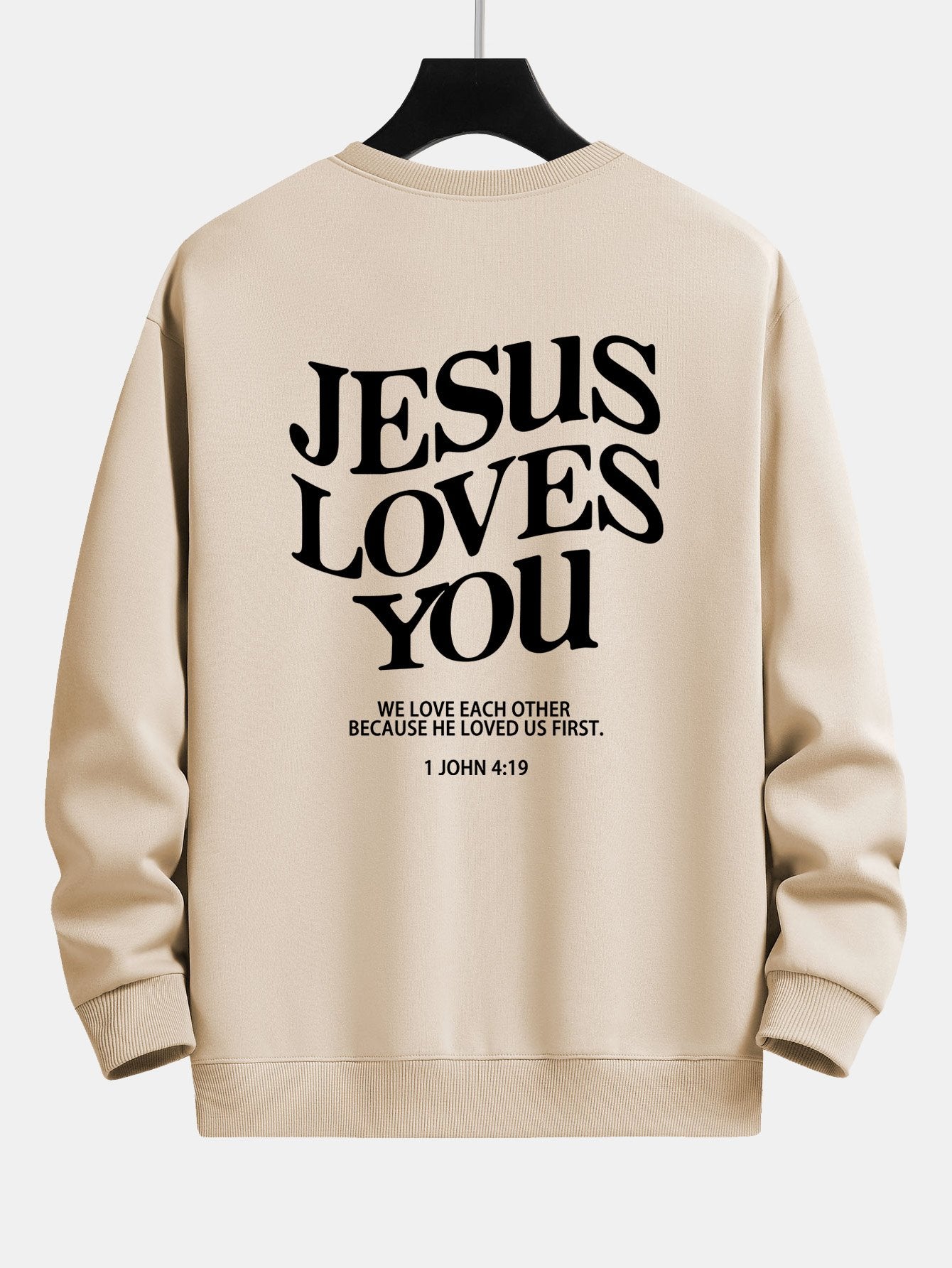 Sweat-shirt coupe décontractée à imprimé Jesus Loves You Back