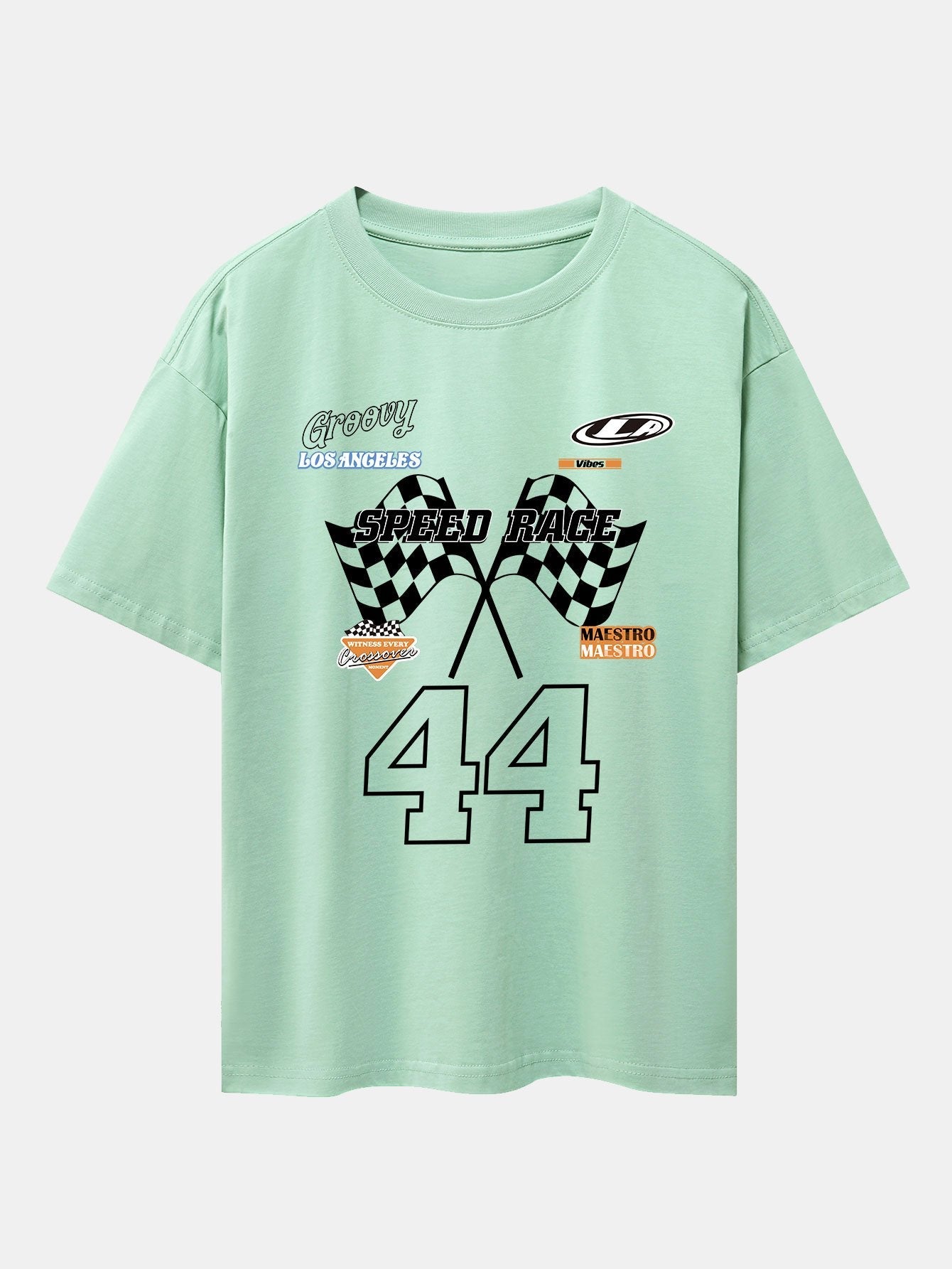 Racing Slogan Print Drop Shoulder Oversize T-Shirt