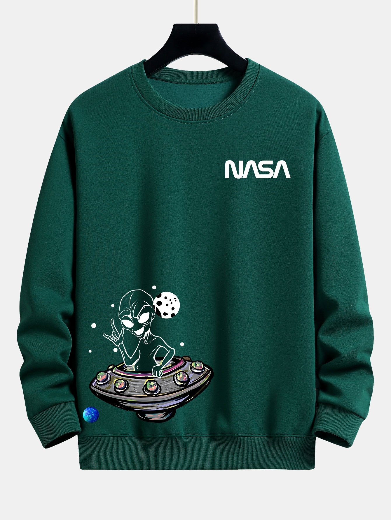 Sweat-shirt coupe décontractée à imprimé extraterrestre de la NASA