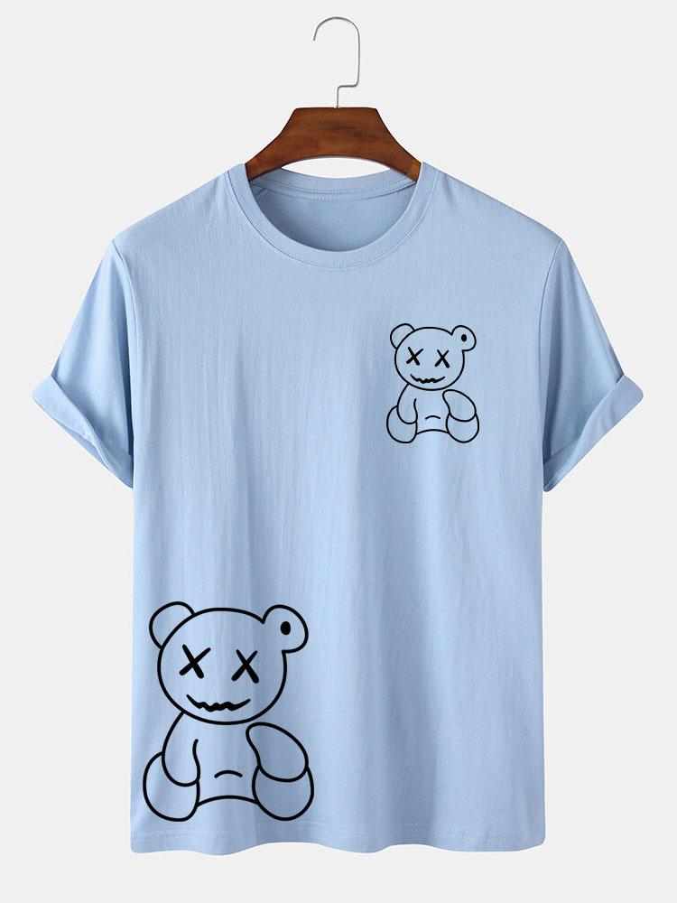 Line Shaped Bear Print T-Shirt