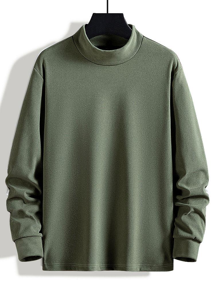 Fleece Long Sleeve Mock Neck T-Shirt