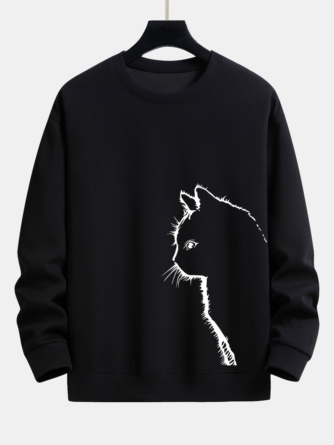 Sweat-shirt coupe décontractée à imprimé silhouette de chat