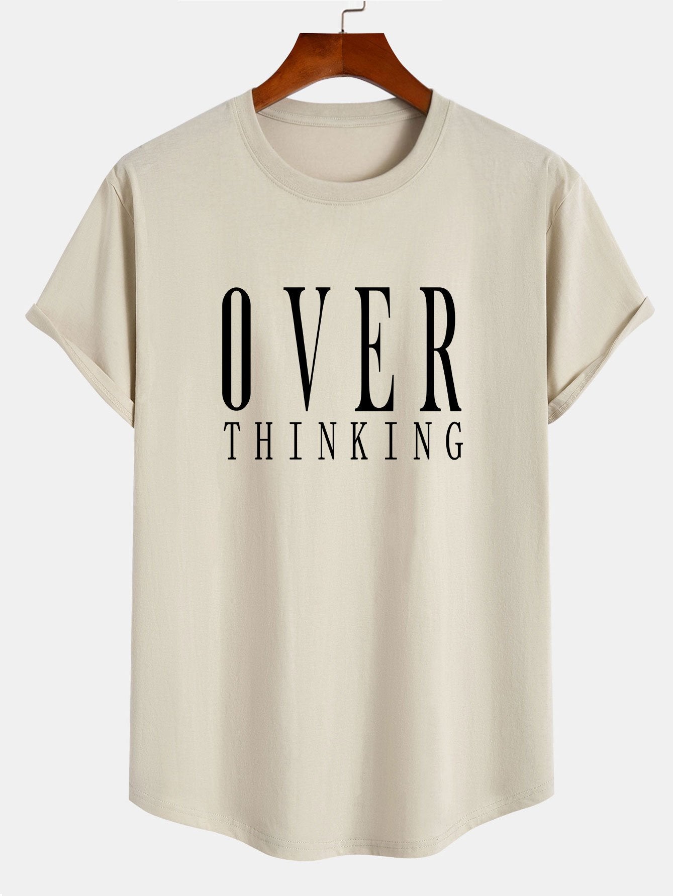 Over Thinking Print Cotton Arc Hem T-Shirt