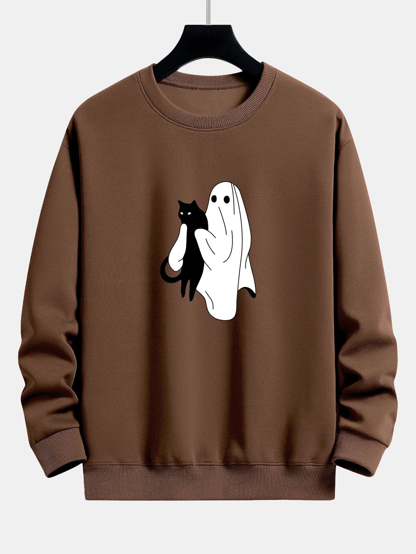 Ghost Black Cat Print Relax Fit Sweatshirt