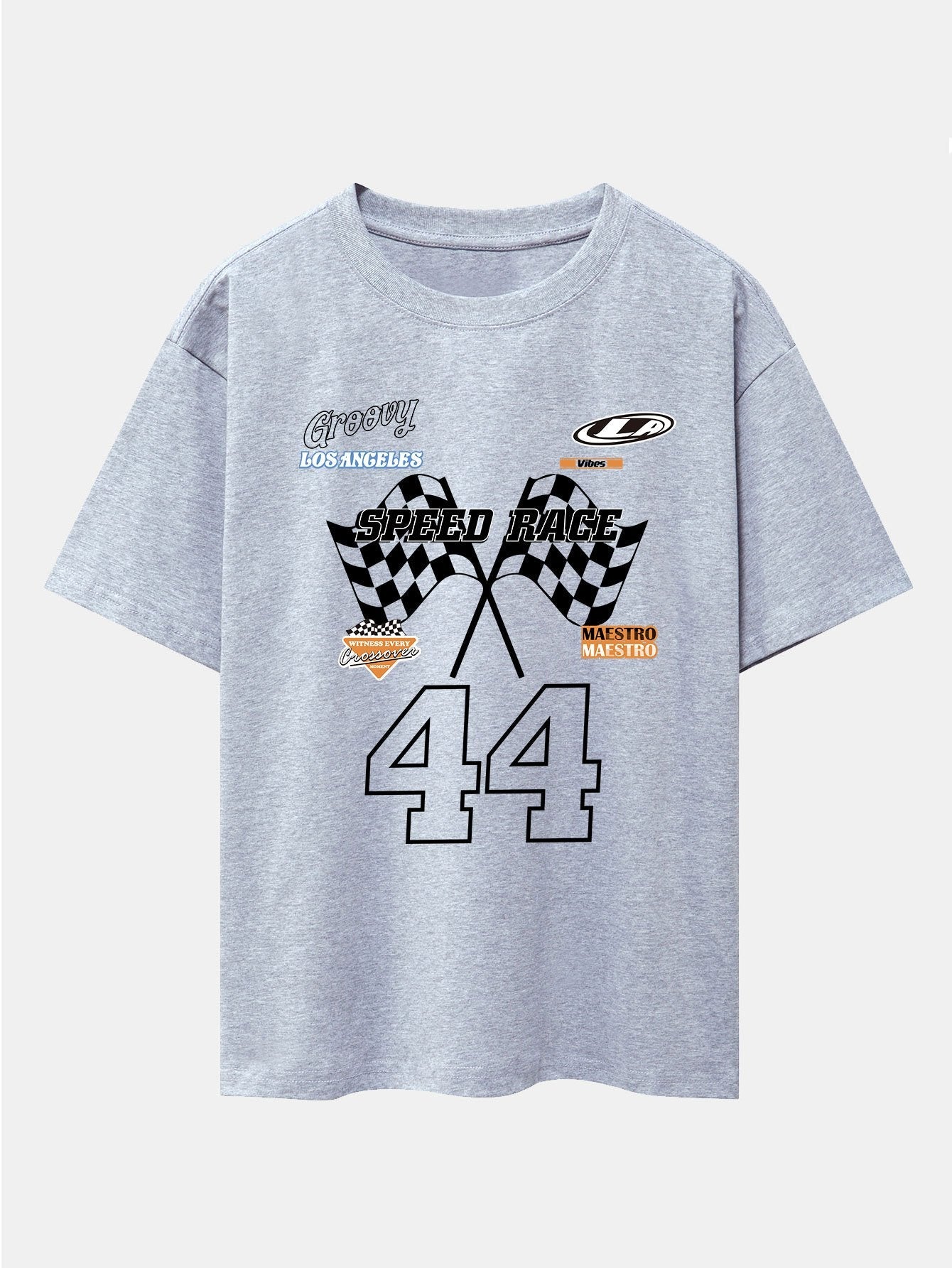 Racing Slogan Print Drop Shoulder Oversize T-Shirt