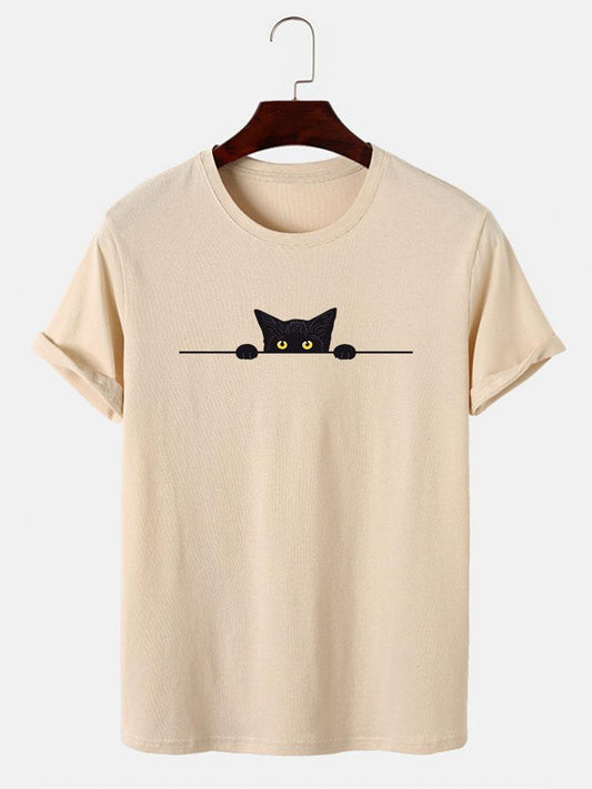 Black Cat Print T-Shirt