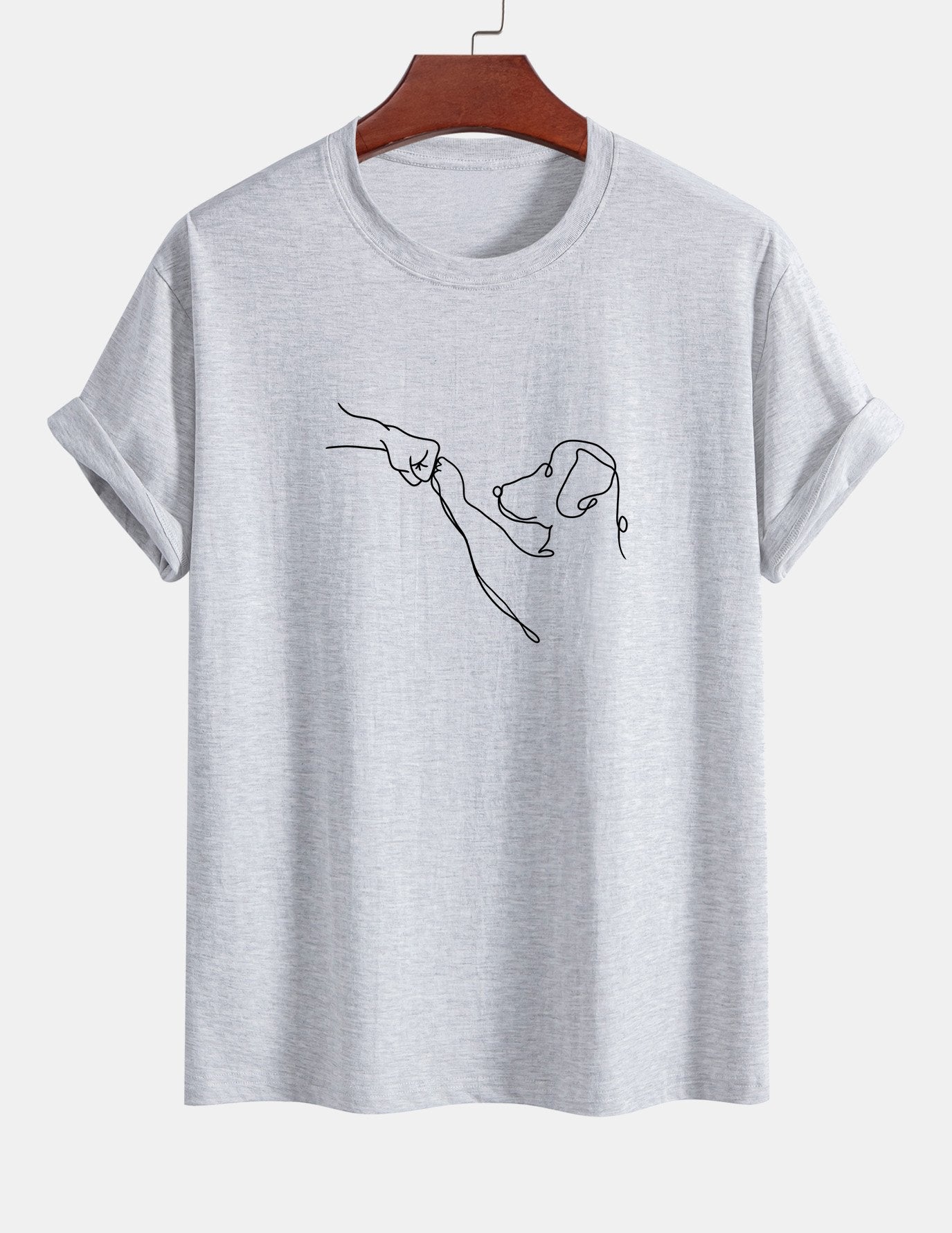 T-shirt en coton imprimé dessin au trait coupe classique