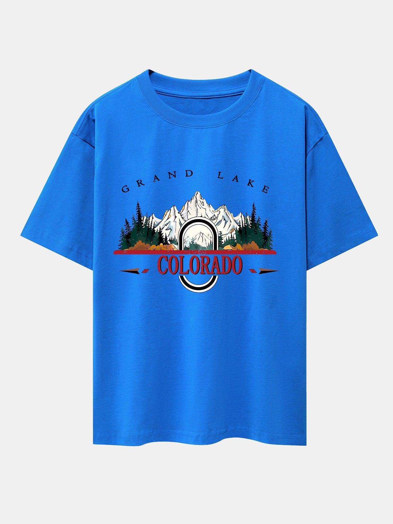 Colorado Mountain Print Drop Shoulder Oversize T-Shirt