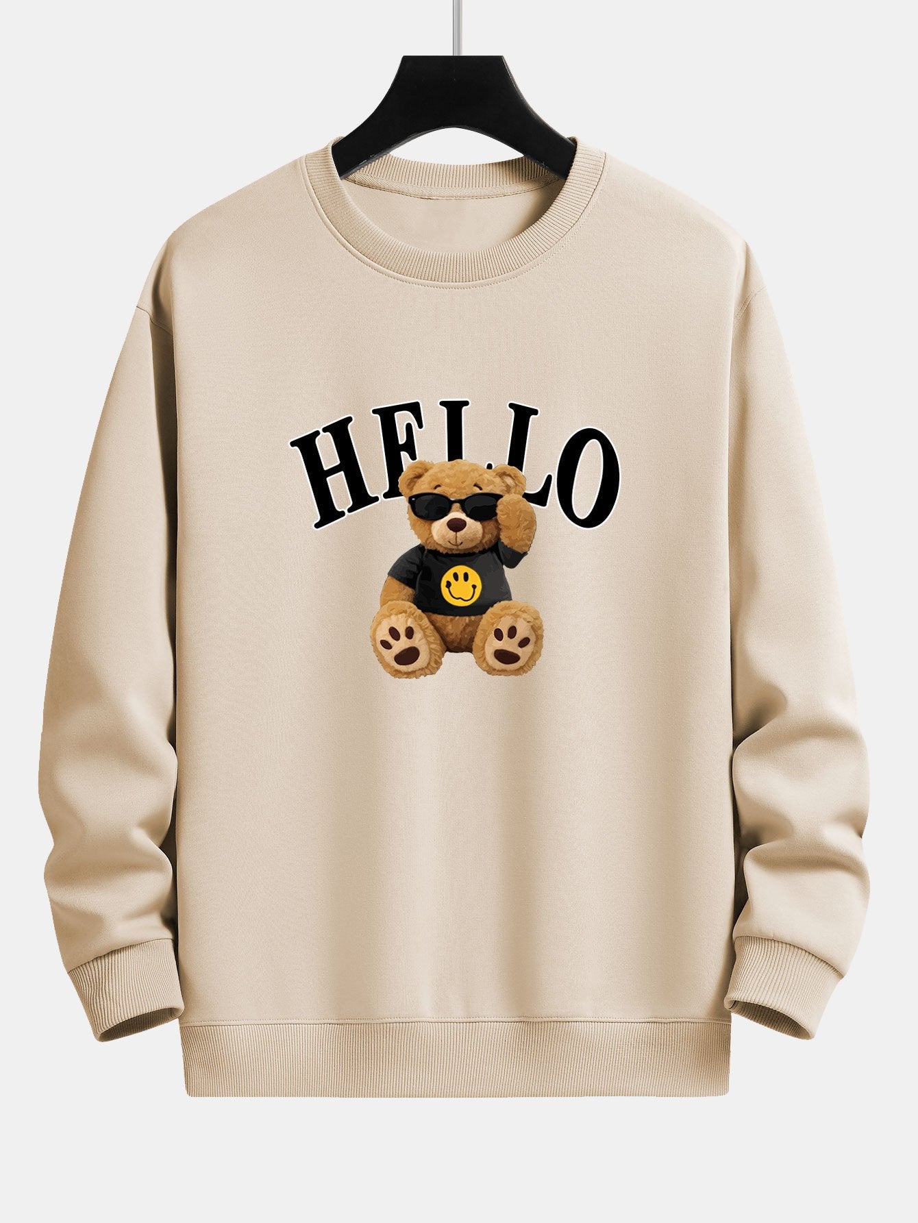 Hello Sunglasses - Sweat-shirt coupe décontractée à imprimé ours