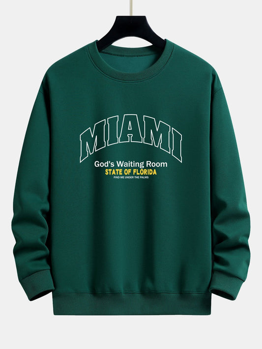 Sweat-shirt coupe décontractée à imprimé slogan Miami