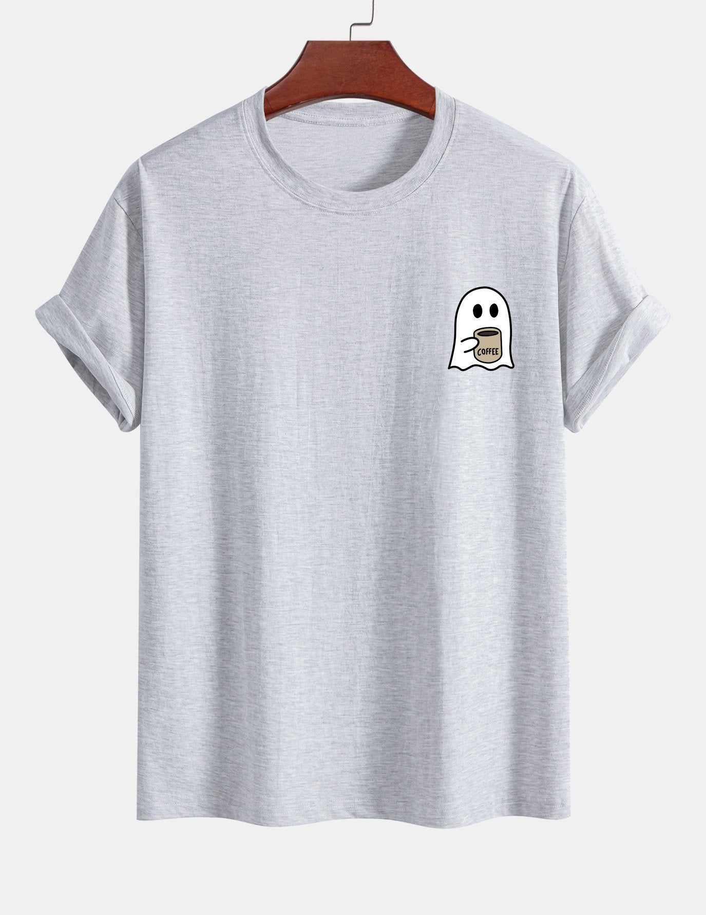 T-shirt en coton imprimé Ghost Drinking Coffee, coupe classique