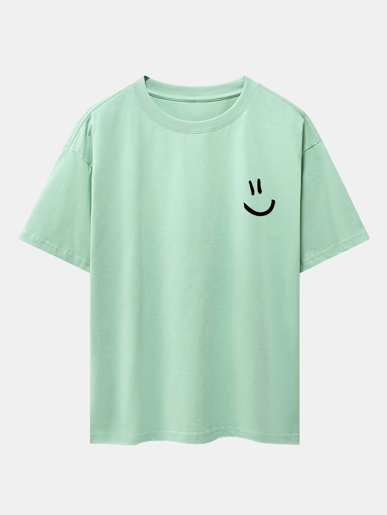 Smiley Face Print Drop Shoulder Oversize T-Shirt