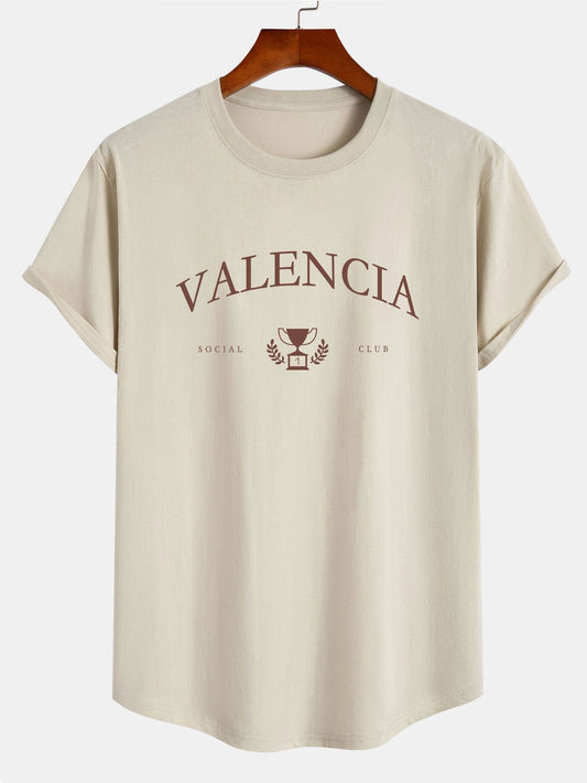 Valencia Slogan Print Cotton Arc Hem T-Shirt