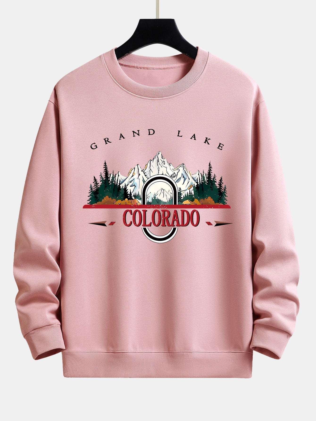 Sweat-shirt coupe décontractée à imprimé montagnes du Colorado