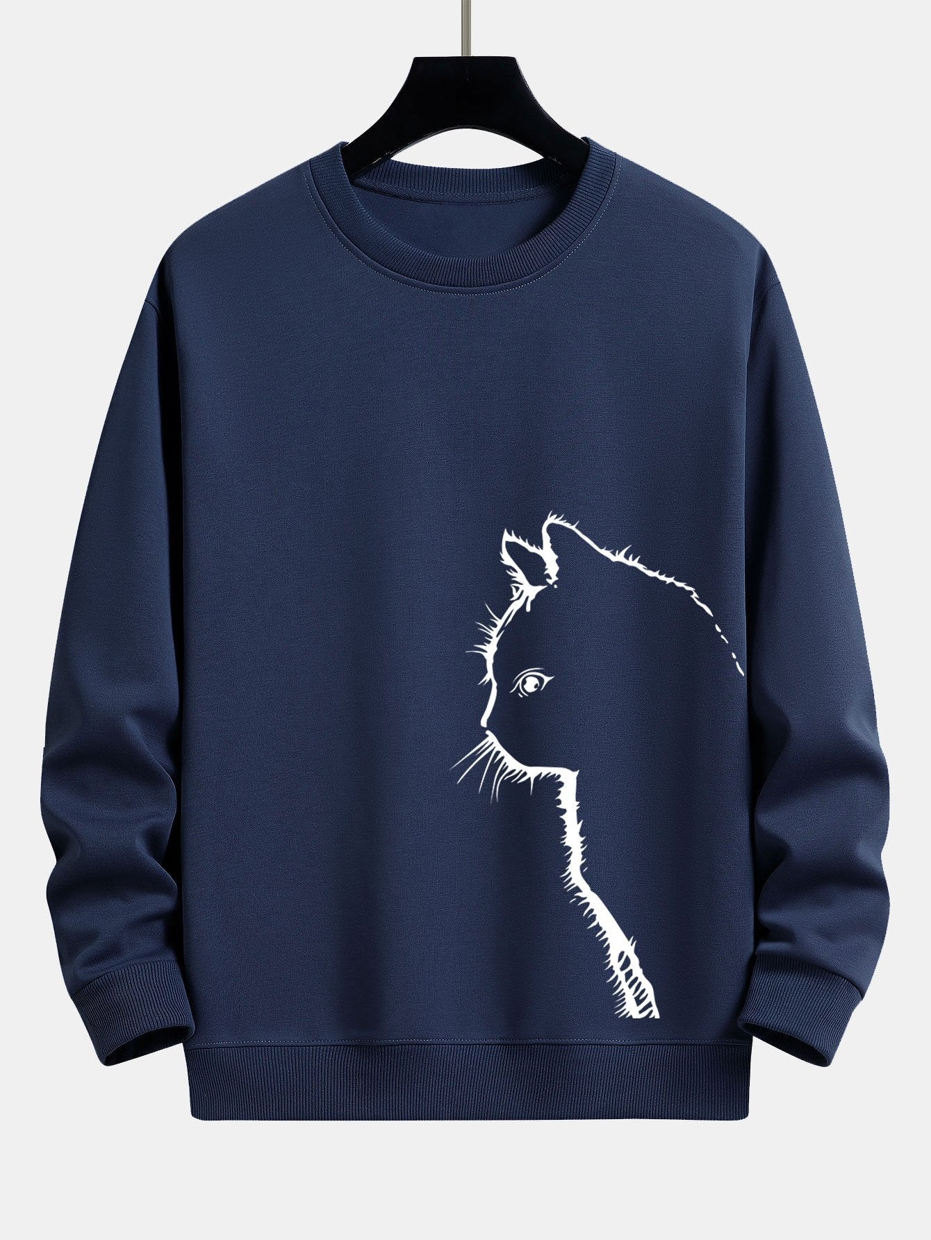 Sweat-shirt coupe décontractée à imprimé silhouette de chat