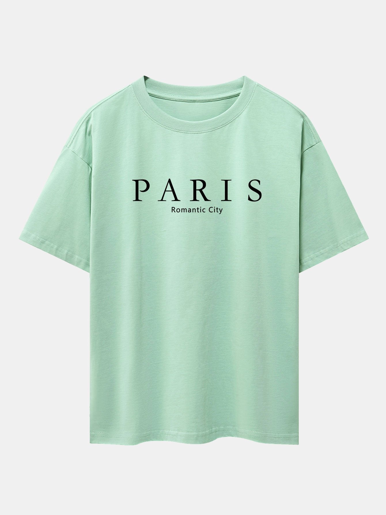 Paris Slogan Print Drop Shoulder Oversize T-Shirt