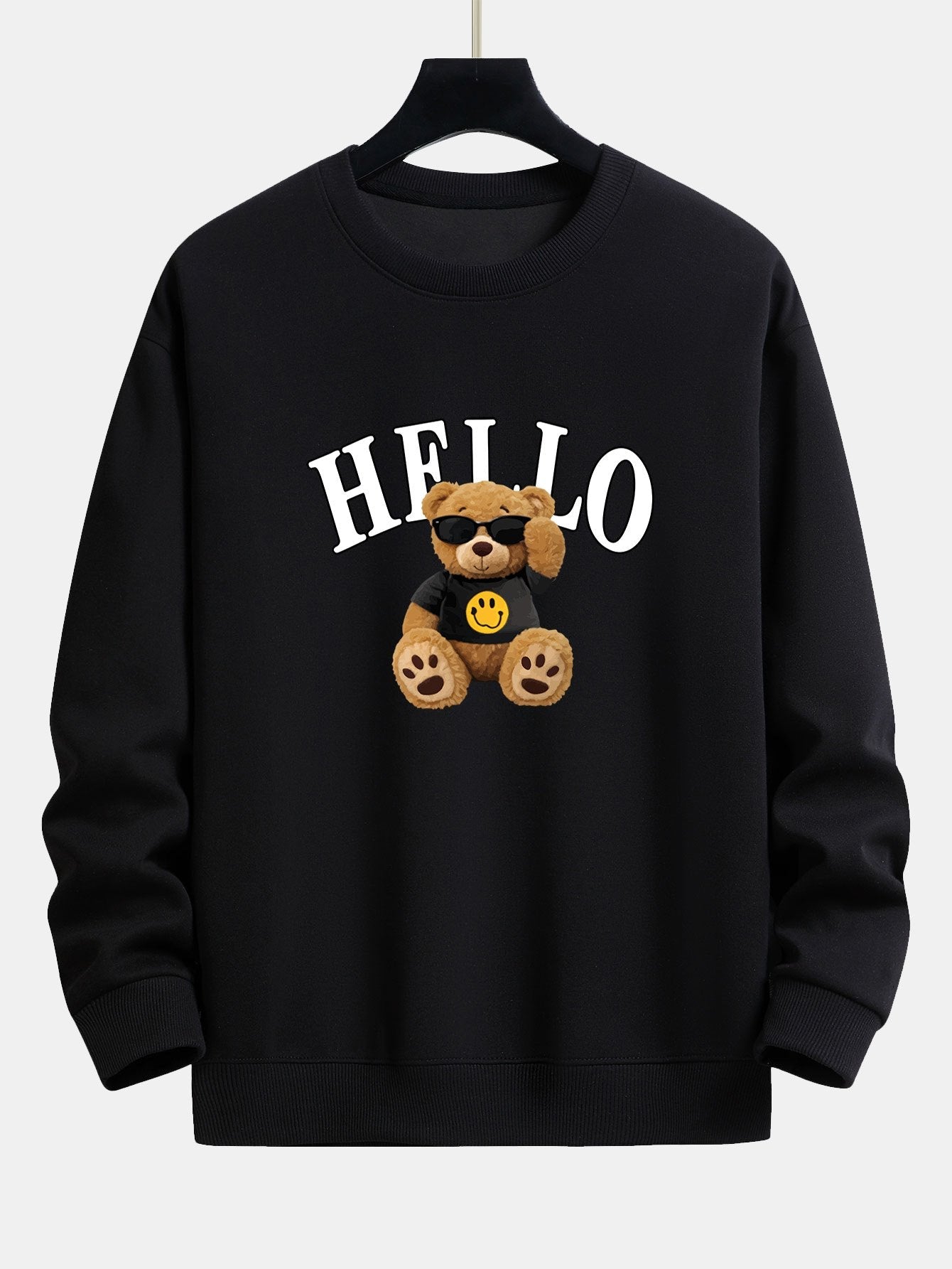 Hello Sunglasses - Sweat-shirt coupe décontractée à imprimé ours