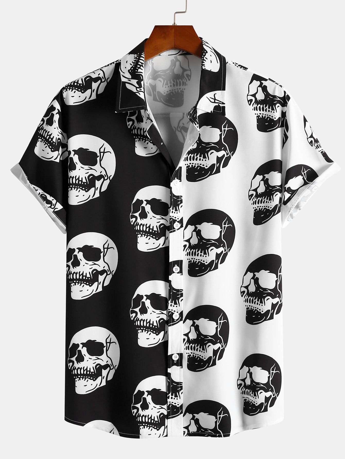 Two Tone Skull Print Shirt