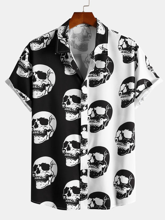 Chemise bicolore à imprimé tête de mort