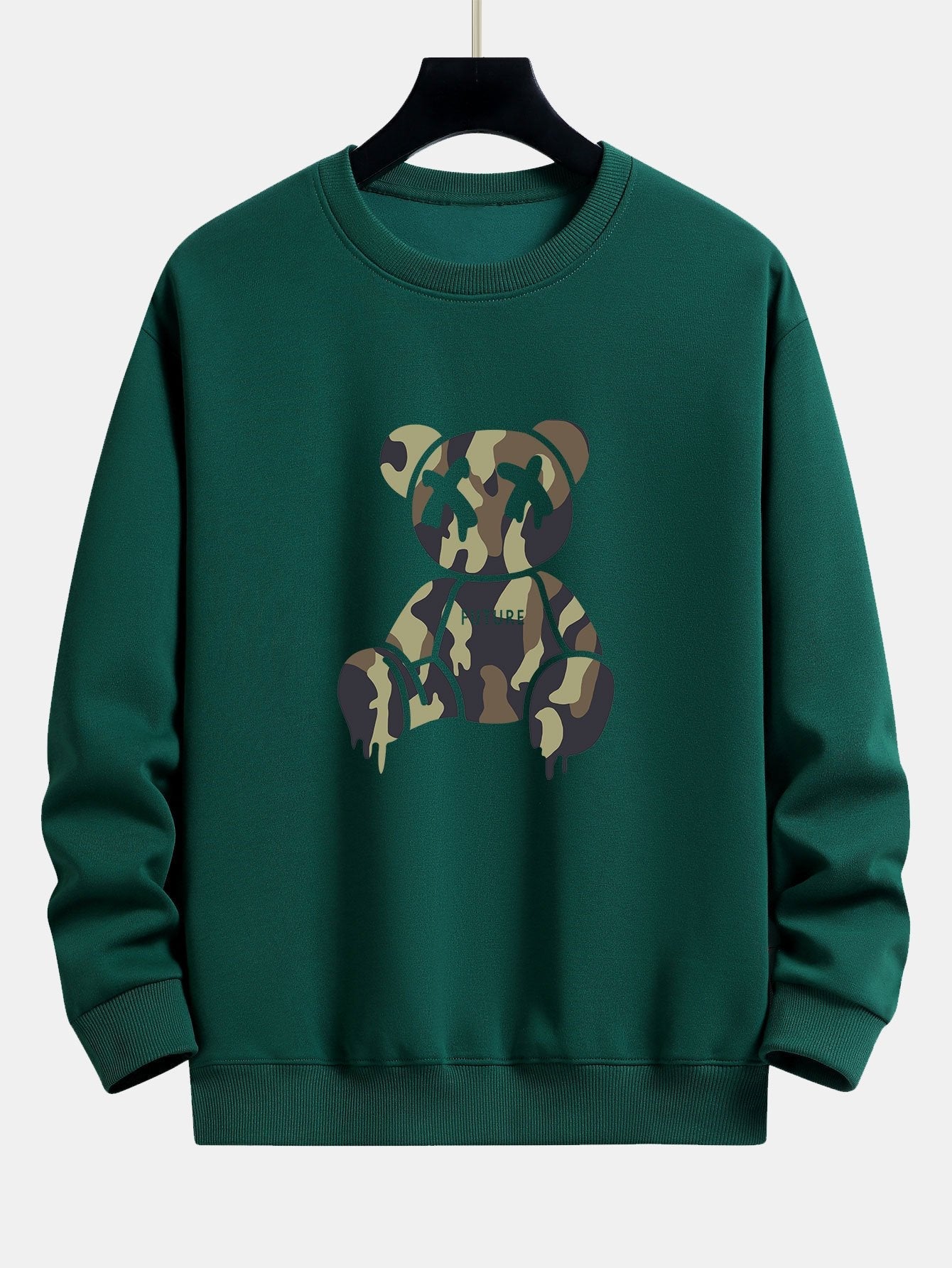 Camouflage Dissolving Bear Print Relax Fit Sweatshirt