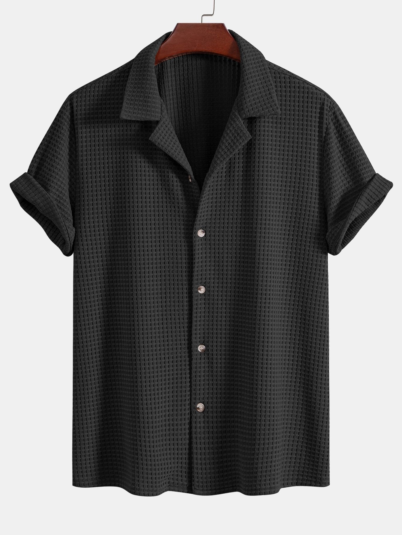 Short Sleeve Waffle Cuban Shirt