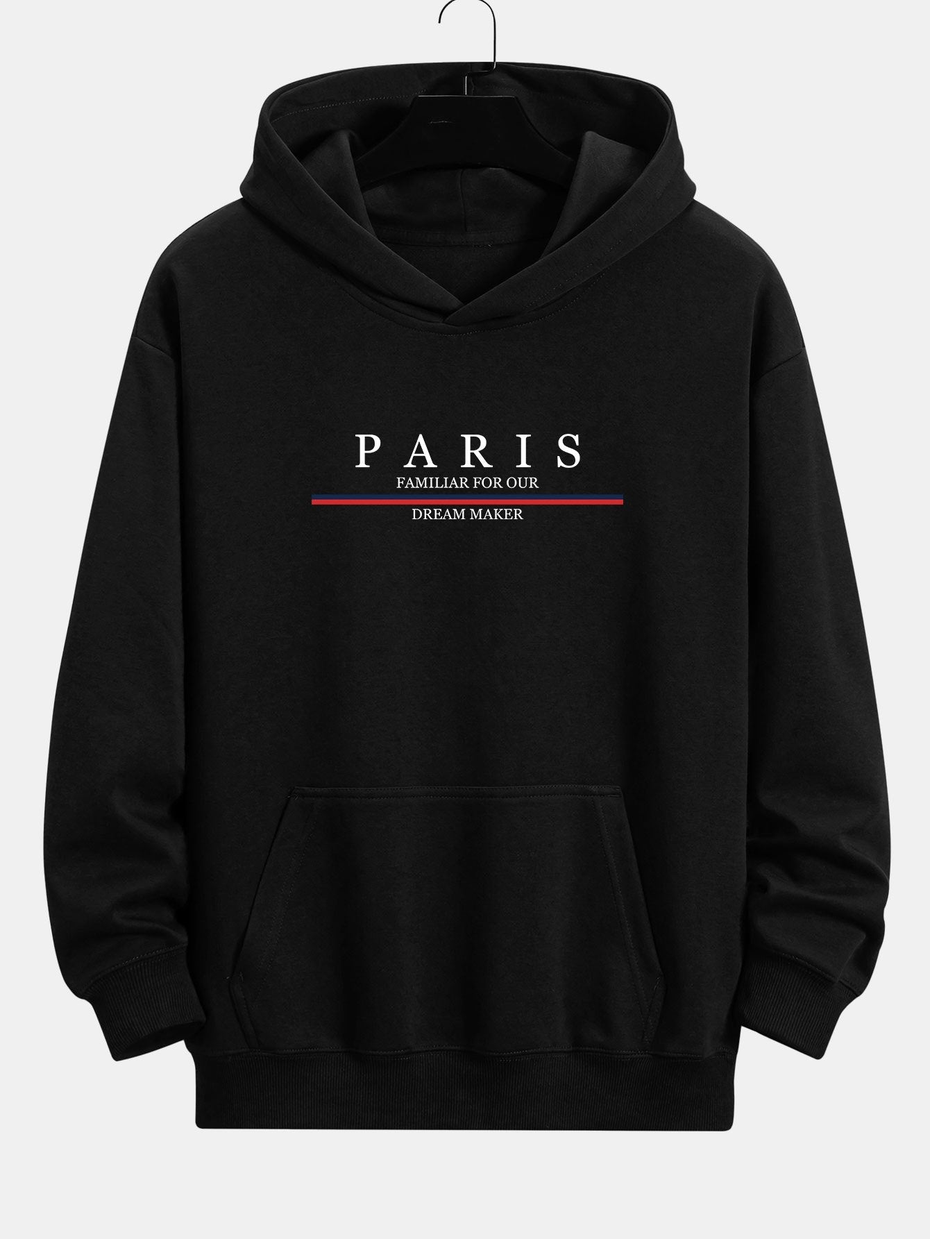 Sweat à capuche coupe décontractée à rayures Paris et imprimé slogan