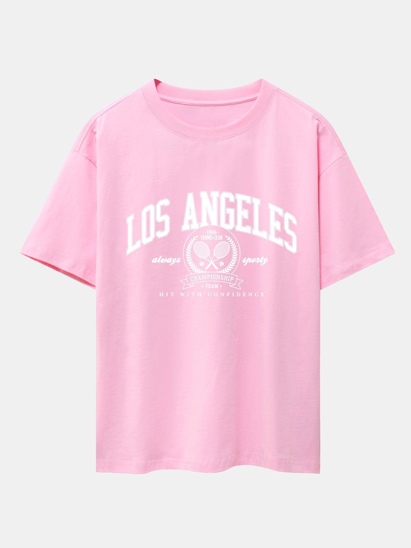 Los Angeles Tennis Print Drop Shoulder Oversize T-Shirt