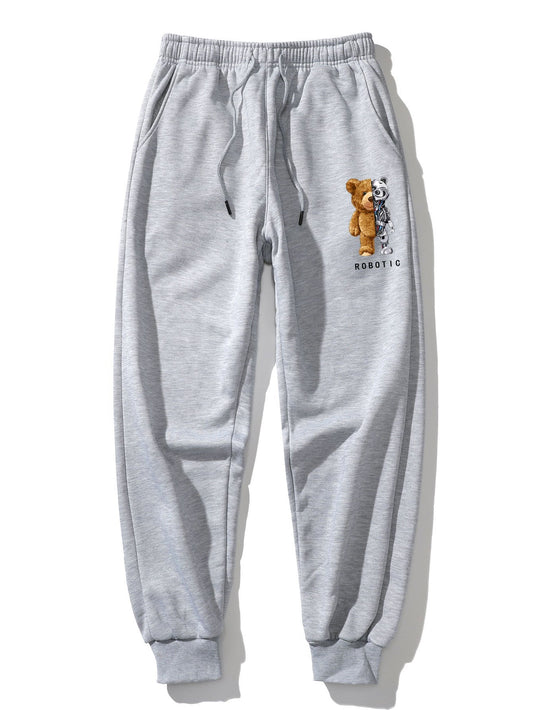 Robot Bear Print Jogger Pants