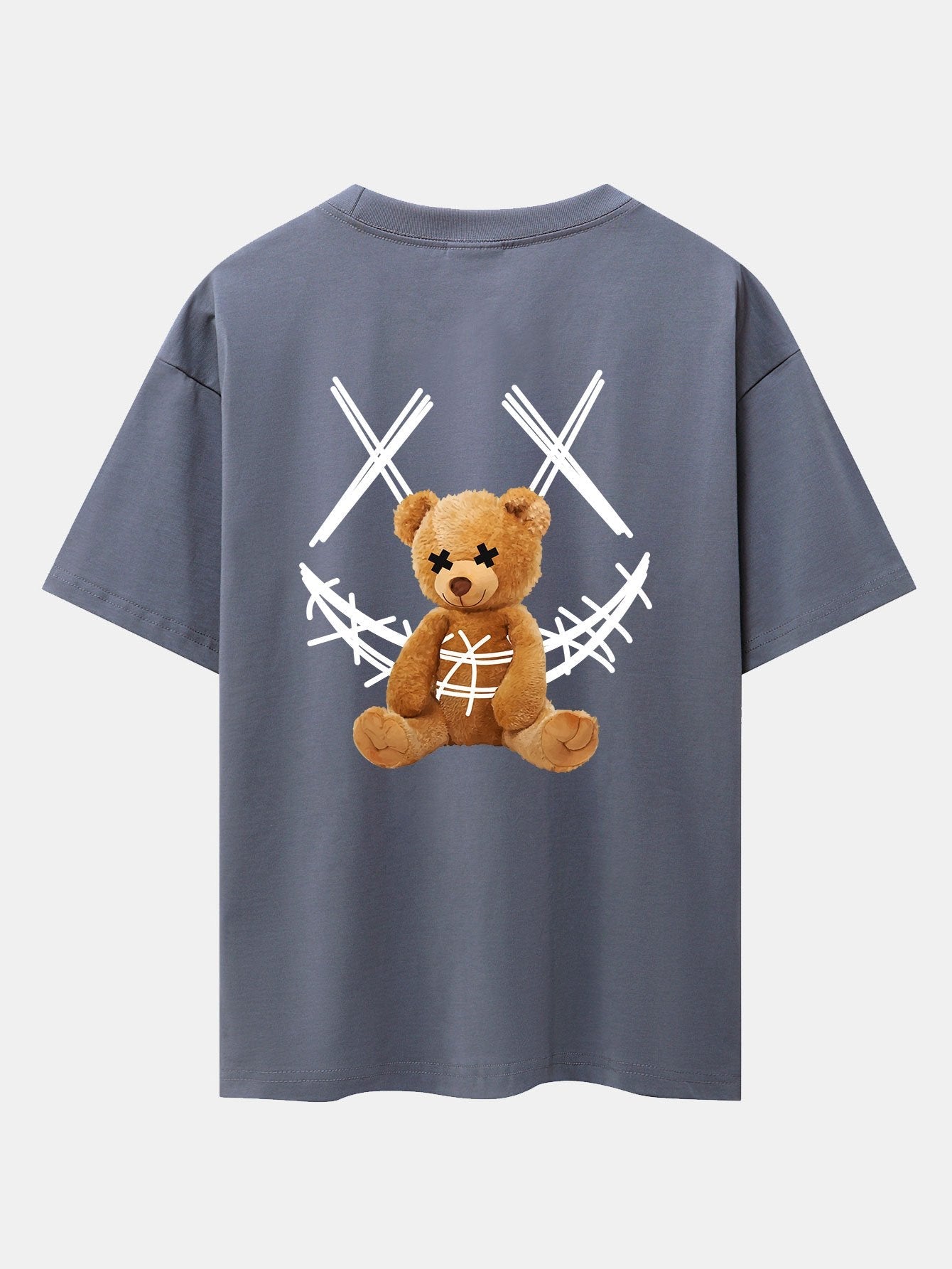 Smiley Bear Back Print Heavy Weight Oversize T-Shirt