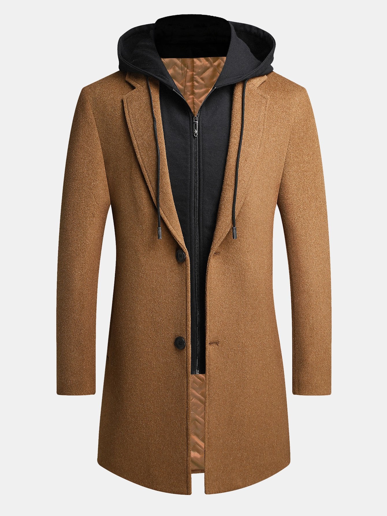 Detachable Hooded Woolen Overcoat