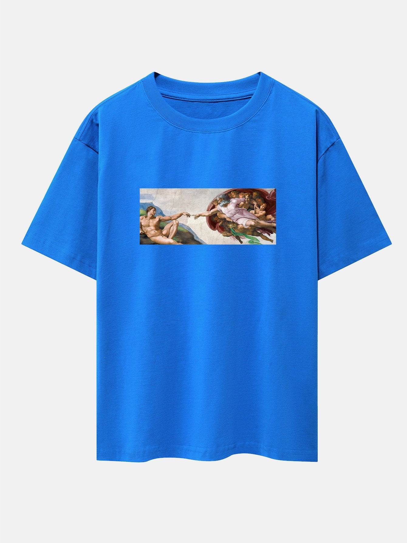 The Creation of Adam Print Drop Shoulder Oversize T-Shirt