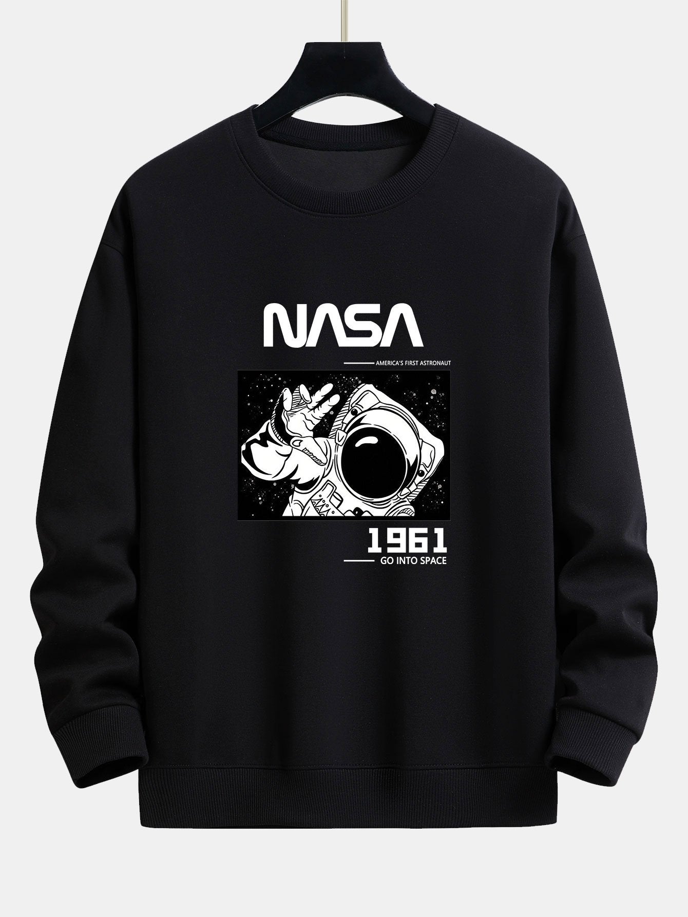 Sweat-shirt décontracté à imprimé slogan astronaute de la NASA