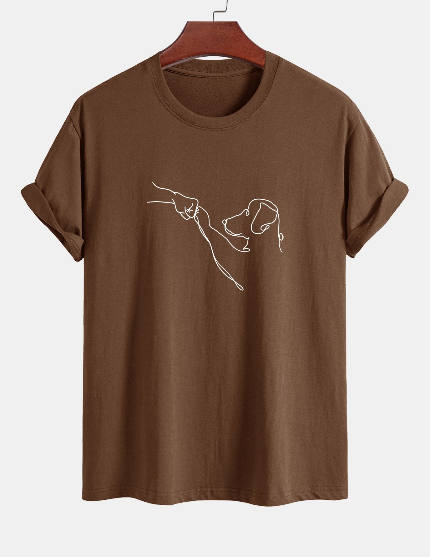 T-shirt en coton imprimé dessin au trait coupe classique