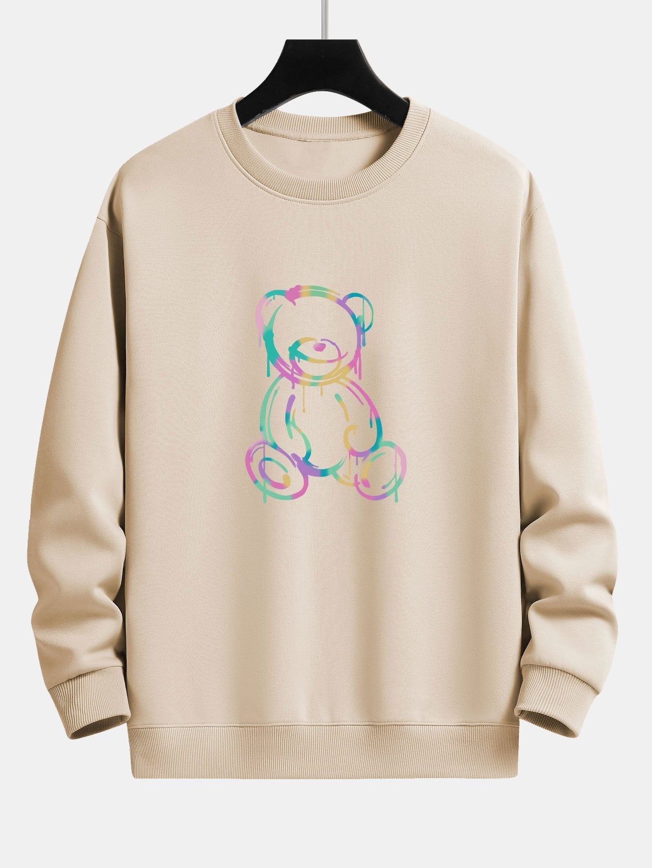 Colorful Dissolving Bear Print Relax Fit Sweatshirt