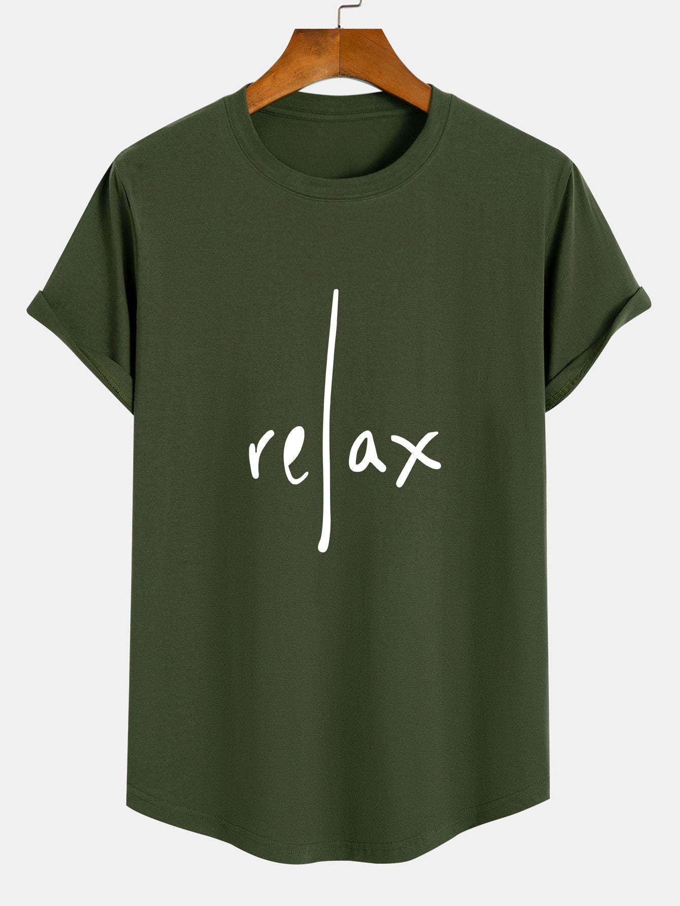 Relax Print Cotton Arc Hem T-Shirt