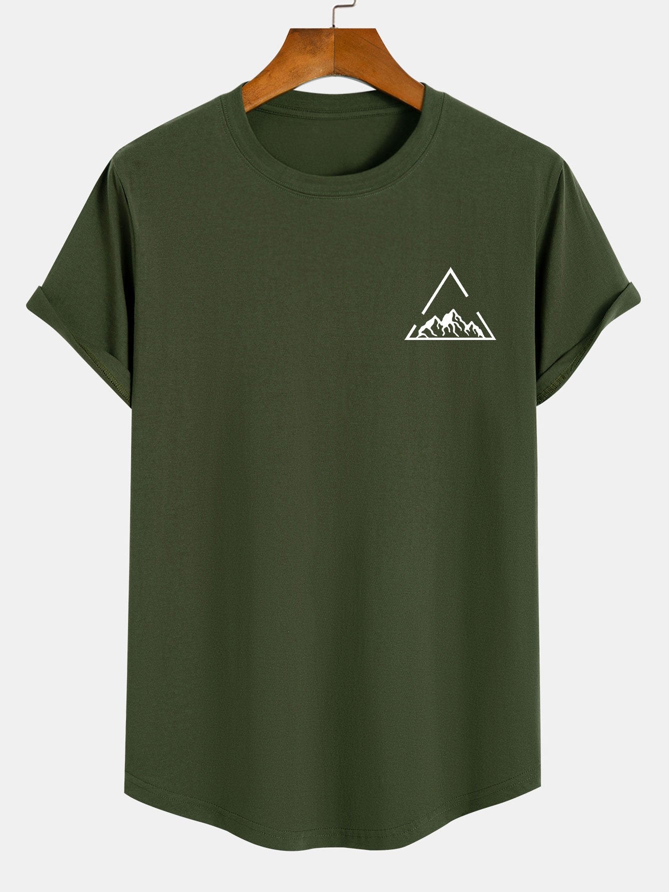 Mountain Print Cotton Arc Hem T-Shirt