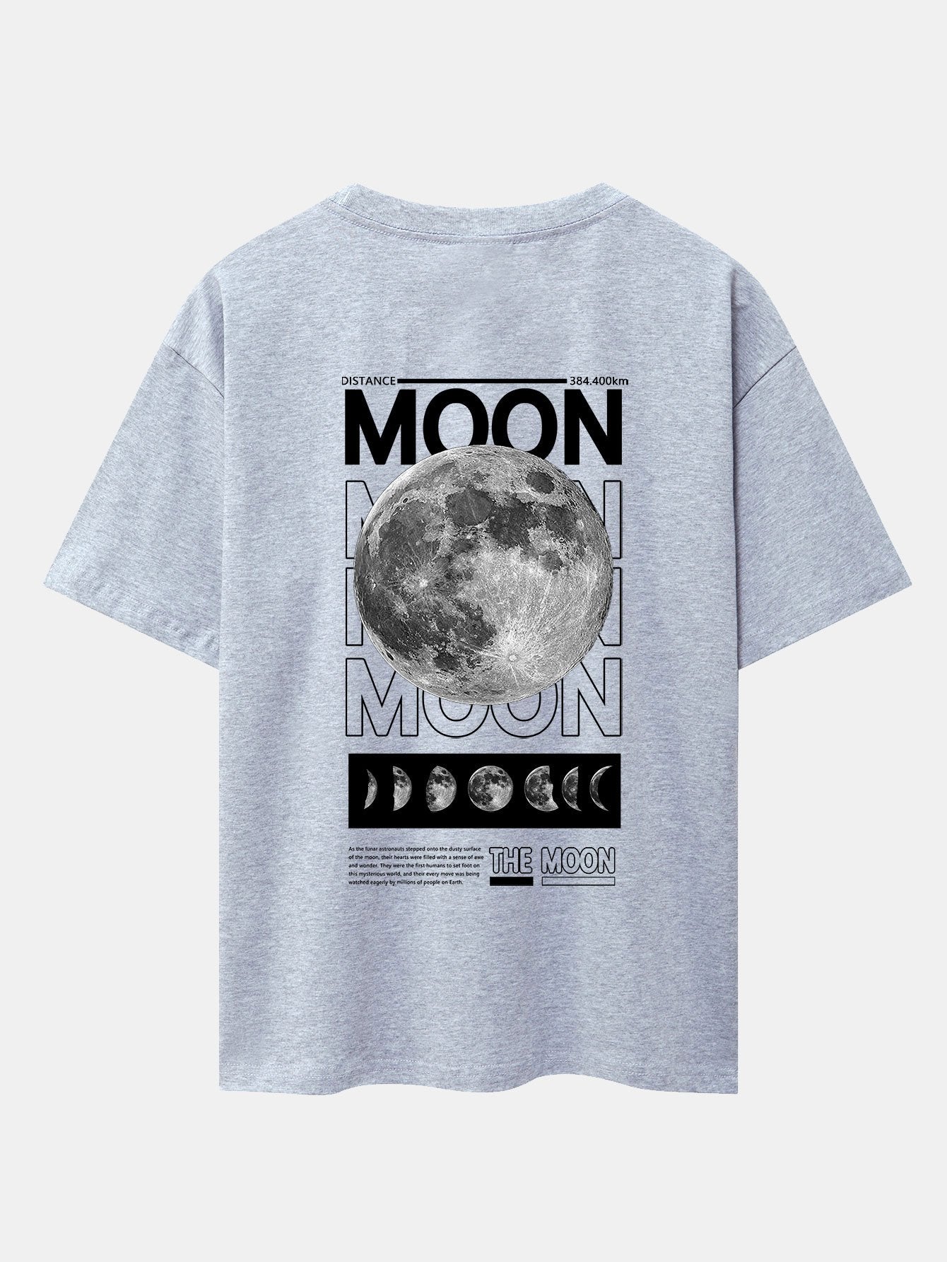 Moon Back Print Drop Shoulder Oversize T-Shirt