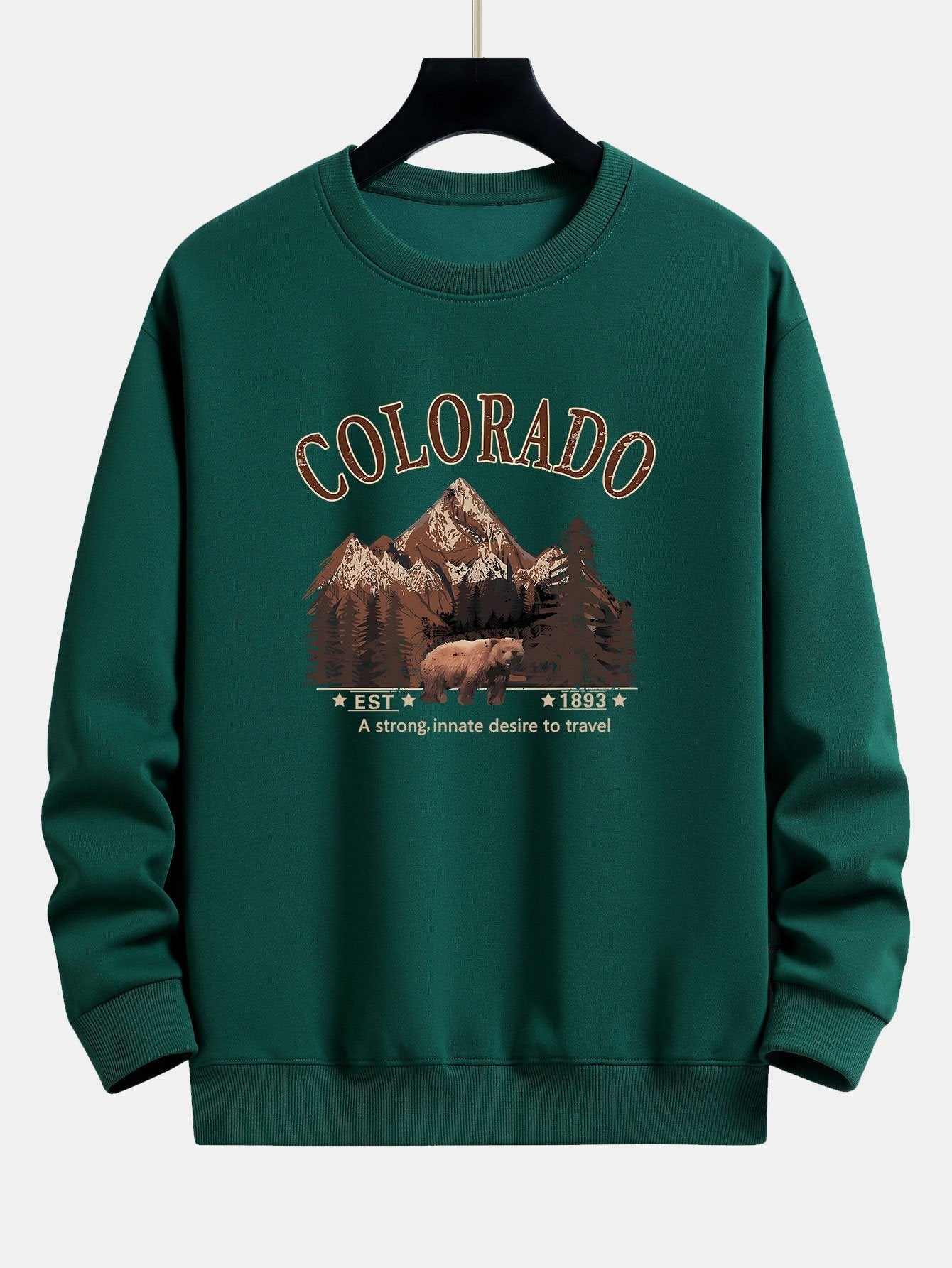 Sweat-shirt coupe décontractée à imprimé ours du Colorado